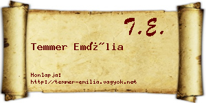 Temmer Emília névjegykártya